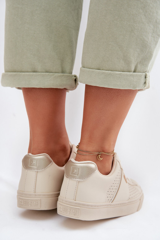 Sneakersy Damskie Ażurowe Big Star TT274292 Beżowe