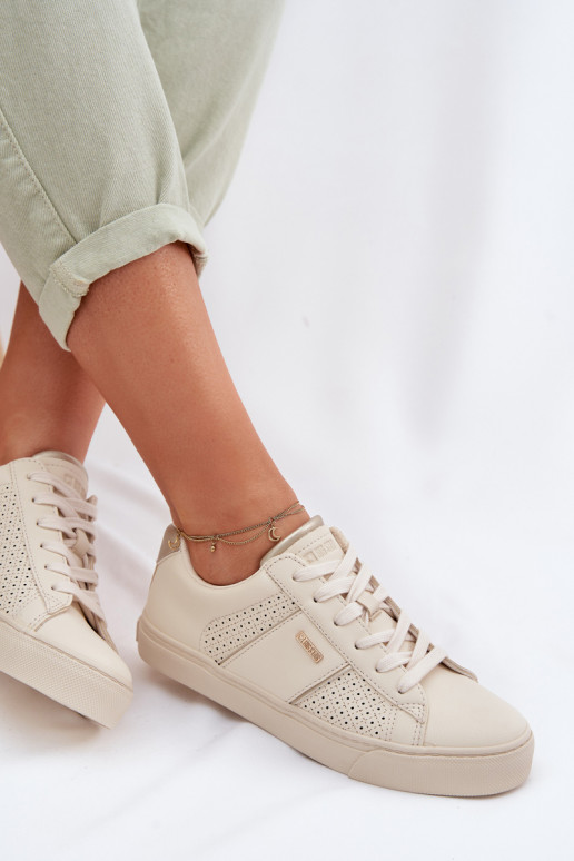 Sneakersy Damskie Ażurowe Big Star TT274292 Beżowe