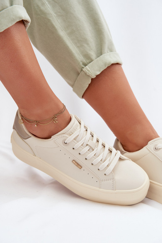 Sneakersy Na Platformie Big Star TT274806 Beżowe
