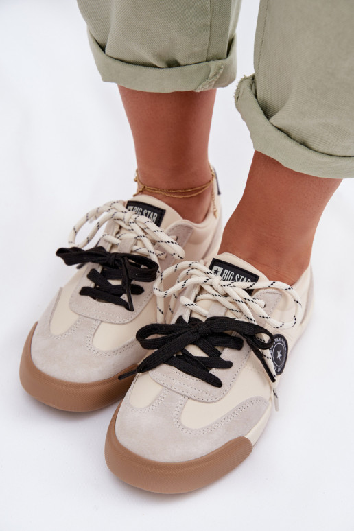 Sneakersy DamskiewithPodwójnym Sznurowaniem Big Star TT274168 Beżowe