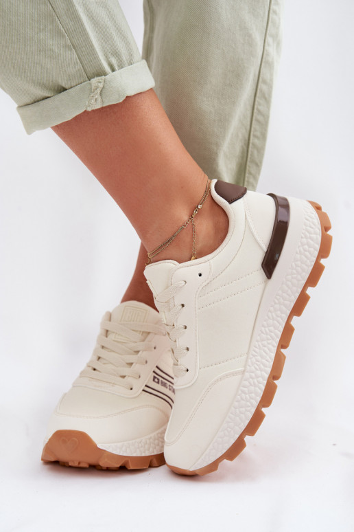 Sneakersy Damskie Na Platformie Big Star TT274881 Hi-Poly System Beżowe
