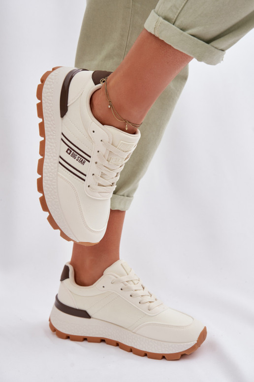 Sneakersy Damskie Na Platformie Big Star TT274881 Hi-Poly System Beżowe