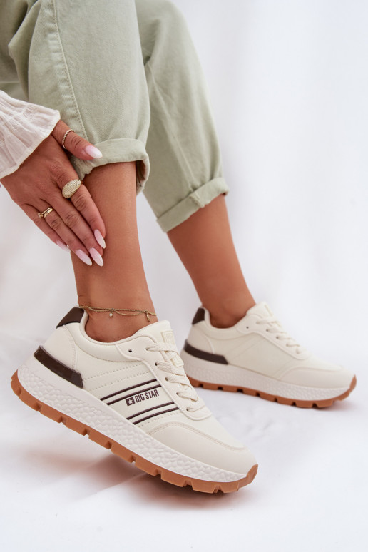 Sneakersy Damskie Na Platformie Big Star TT274881 Hi-Poly System Beżowe