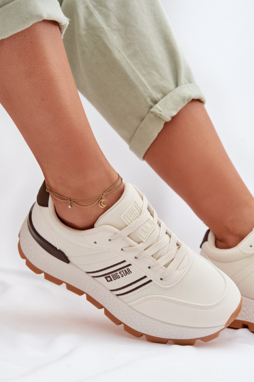 Sneakersy Damskie Na Platformie Big Star TT274881 Hi-Poly System Beżowe
