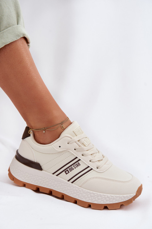Sneakersy Damskie Na Platformie Big Star TT274881 Hi-Poly System Beżowe