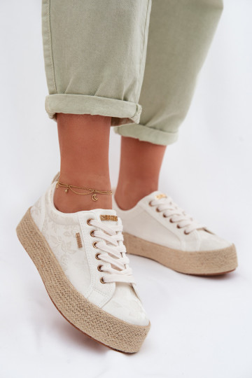 Trampki Espadryle Damskie Na Platformie Big Star TT274346 Ecru