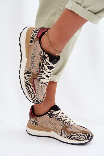 Buty Sportowe Sneakersy Damskie Wzorzyste Big Star TT274333 Beżowe