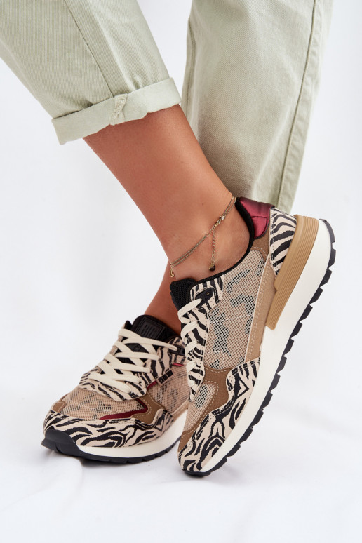 Women's Patterned Sports Sneakers Big Star TT274333 Beige