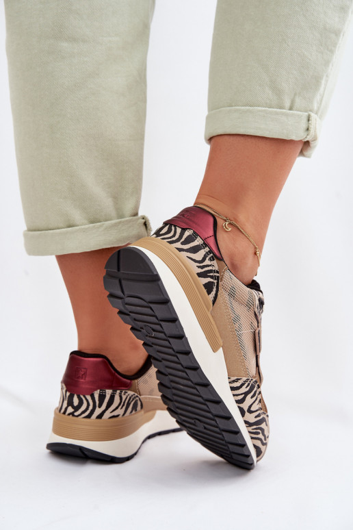 Buty Sportowe Sneakersy Damskie Wzorzyste Big Star TT274333 Beżowe