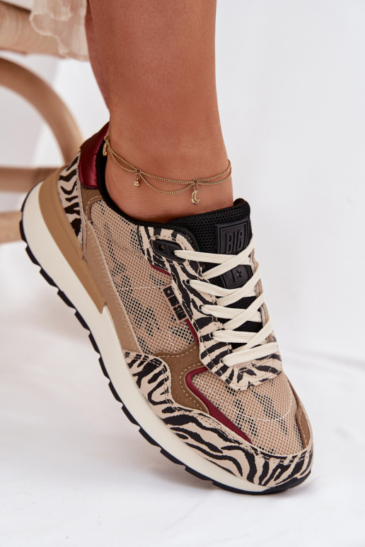 Women's Patterned Sports Sneakers Big Star TT274333 Beige
