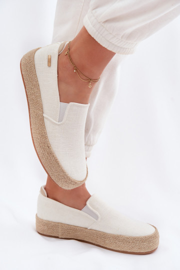 Espadryle Damskie Na Platformie Big Star TT274090 Ecru