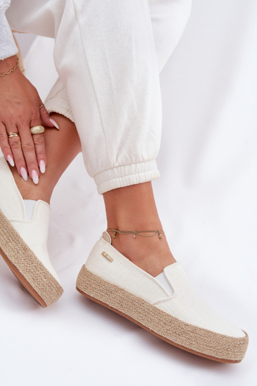 Espadryle Damskie Na Platformie Big Star TT274090 Ecru