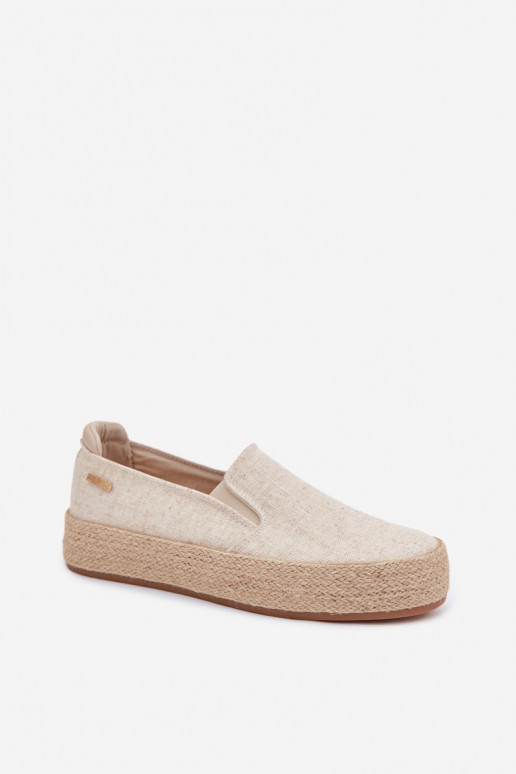 Espadryle Damskie Na Platformie Big Star TT274089 Beżowe