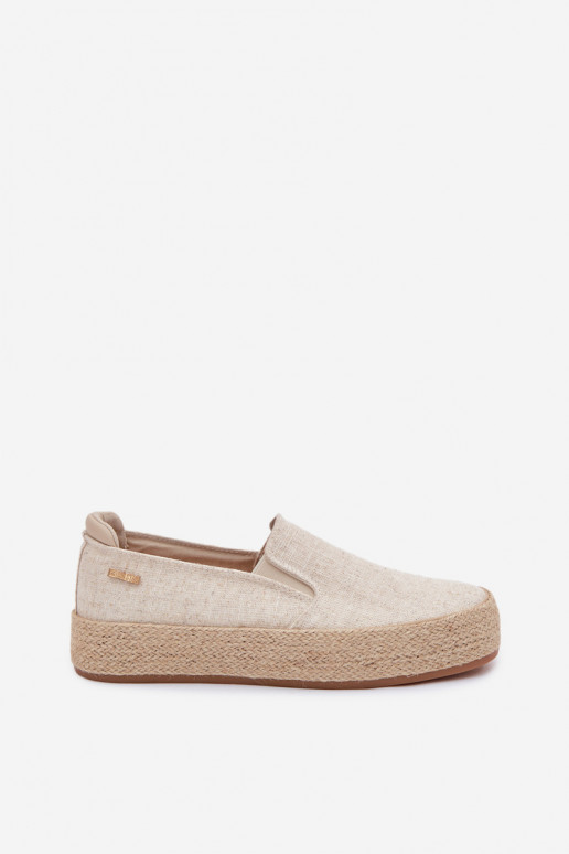 Espadryle Damskie Na Platformie Big Star TT274089 Beżowe