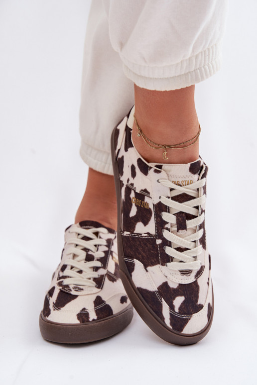 Women's Sneakers With Patches Big Star TT274369 White-Brown