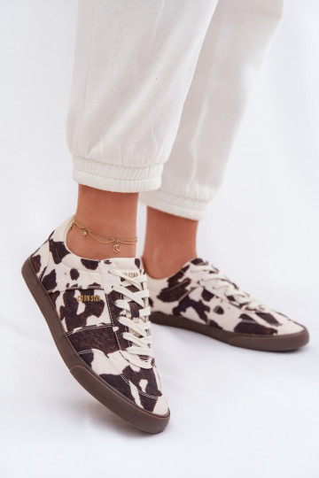 Women's Sneakers With Patches Big Star TT274369 White-Brown 2