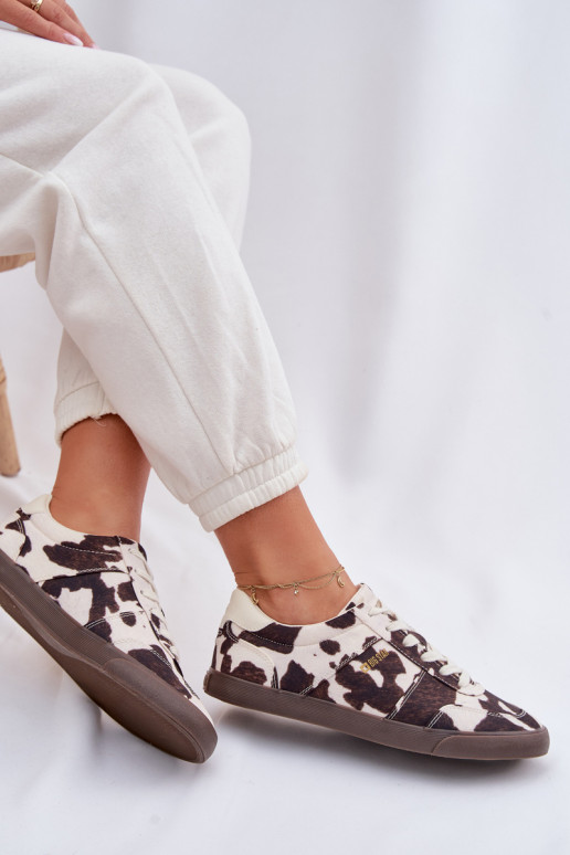 Women's Sneakers With Patches Big Star TT274369 White-Brown