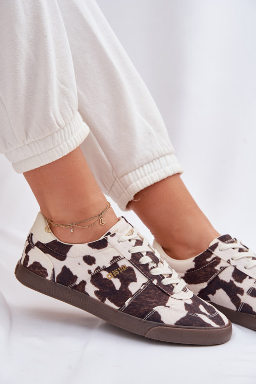 Women's Sneakers With Patches Big Star TT274369 White-Brown