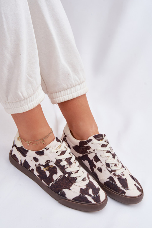 Women's Sneakers With Patches Big Star TT274369 White-Brown