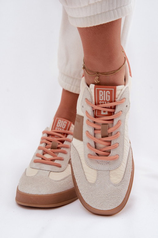 Leather Suede Women's Sneakers Big Star TT274725 Beige