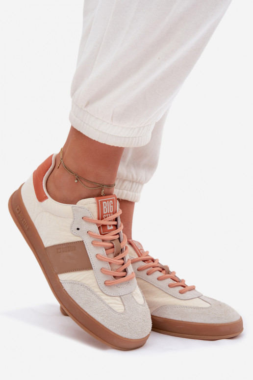Leather Suede Women's Sneakers Big Star TT274725 Beige