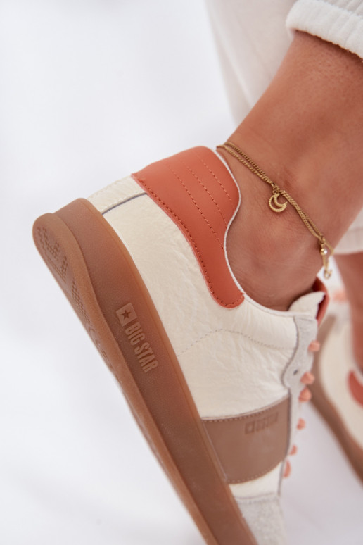 Skórzane Zamszowe Sneakersy Damskie Big Star TT274725 Beżowe
