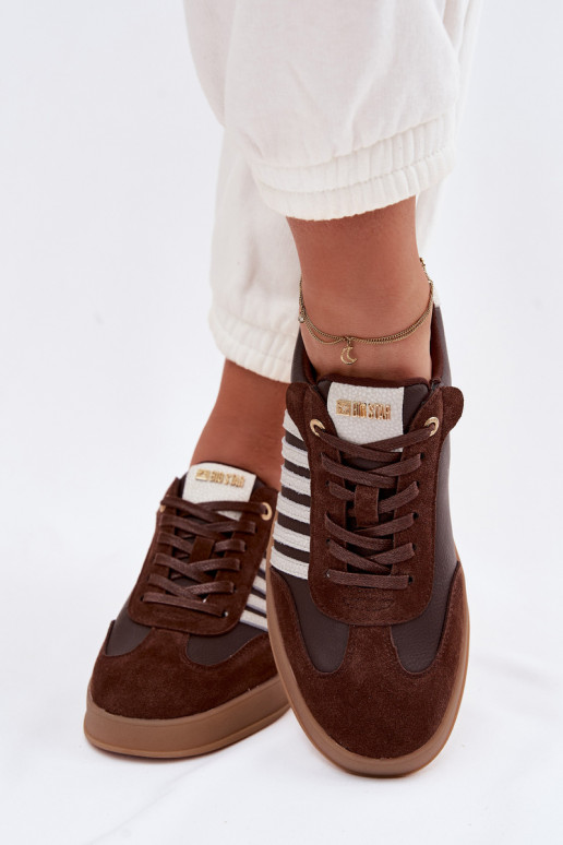 Women's Sneakers Made of Genuine Leather and Suede Big Star TT274715 Chocolate