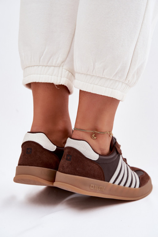 Women's Sneakers Made of Genuine Leather and Suede Big Star TT274715 Chocolate