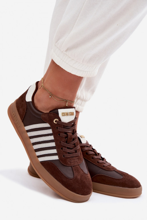 Women's Sneakers Made of Genuine Leather and Suede Big Star TT274715 Chocolate