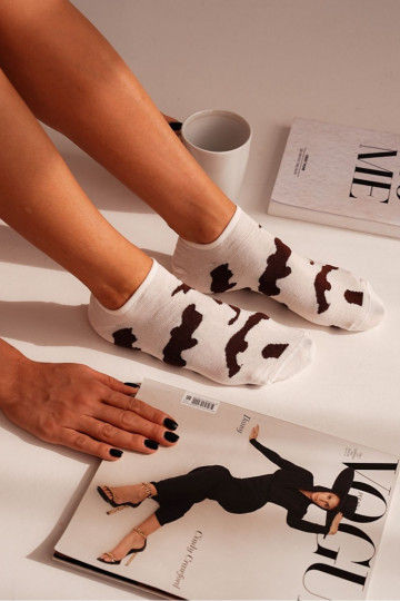 Women's ankle socks in patches Ecru