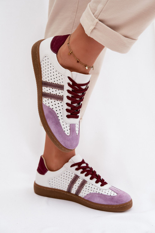 Leather Mesh Women's Sneakers Zazoo N1318 White-Purple