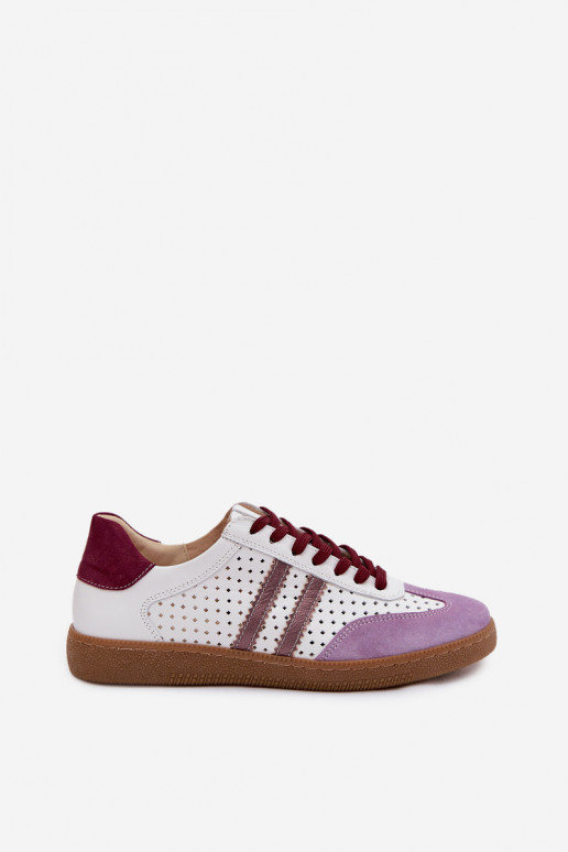 Leather Mesh Women's Sneakers Zazoo N1318 White-Purple