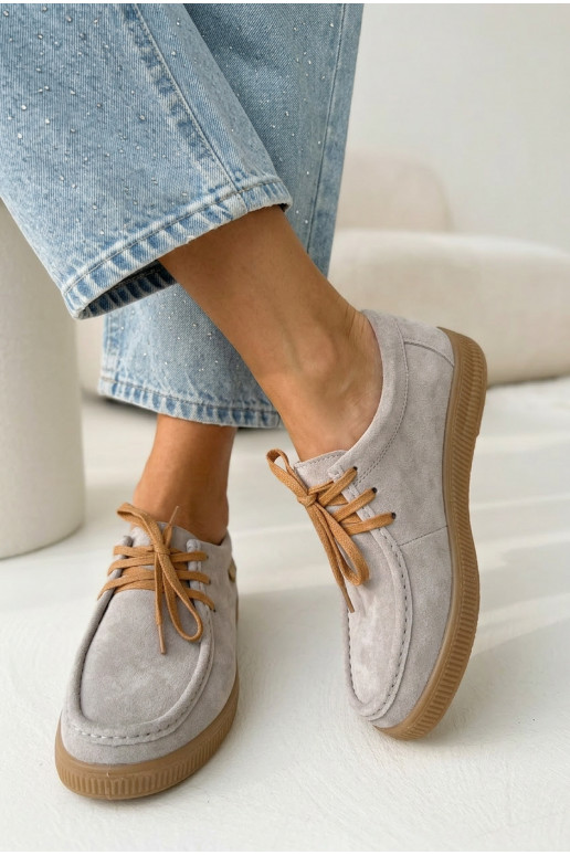 Vinceza 95391 Beige Leather Suede Derbies