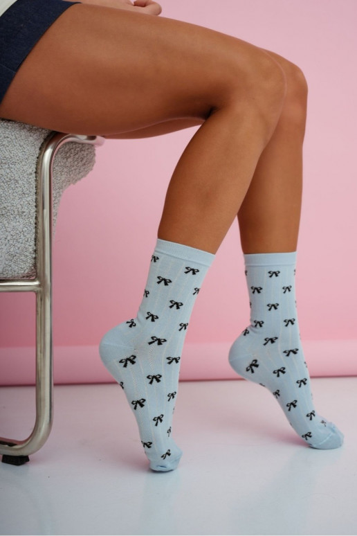 Women's Small Socks With Bows Blue