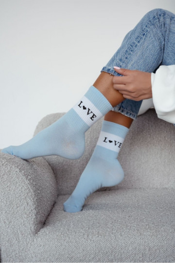 Women's Cotton Socks LOVE Blue