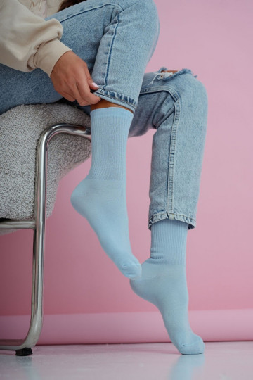 Women's Striped Pastel Blue Socks