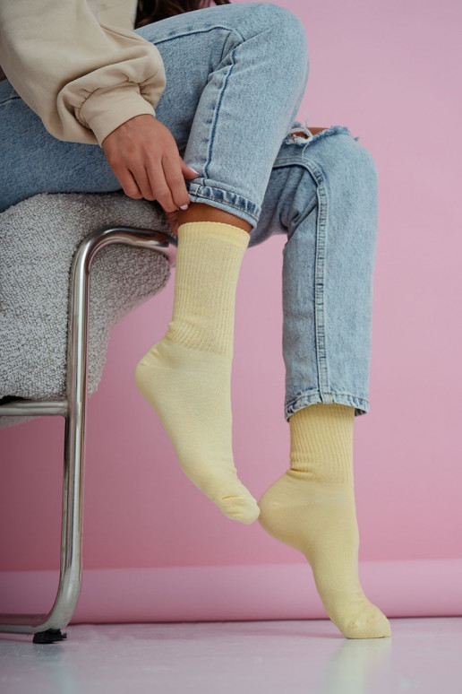 Women's Striped Pastel Yellow Socks