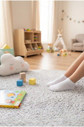 Children's Youth Flat White Ankle Socks 2
