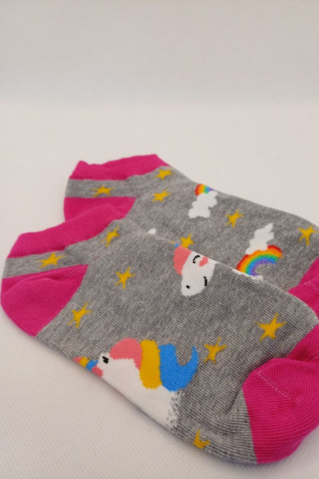 Children's Unicorn Ankle Socks Gray 2