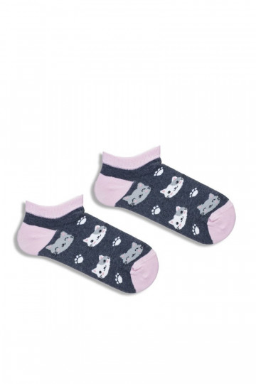 Children's Youth Ankle Socks Cats Dark Gray