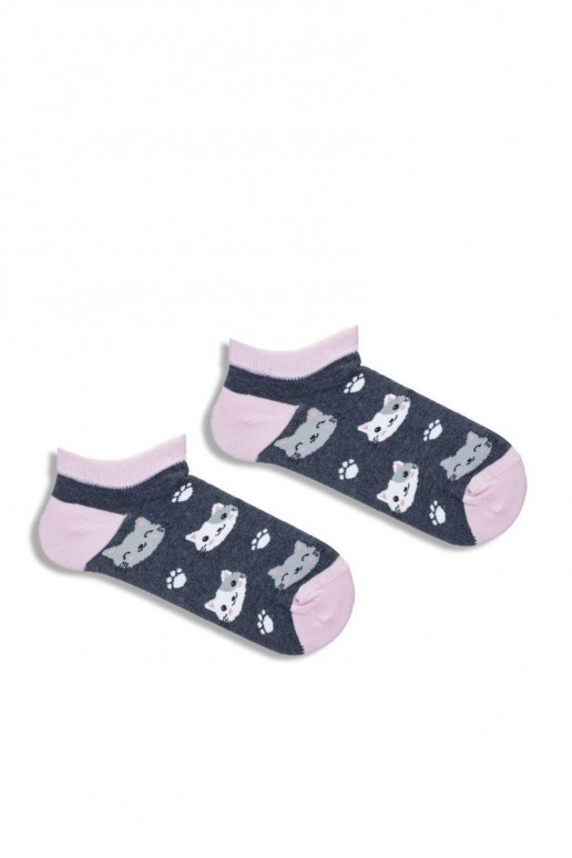 Children's Youth Ankle Socks Cats Dark Gray