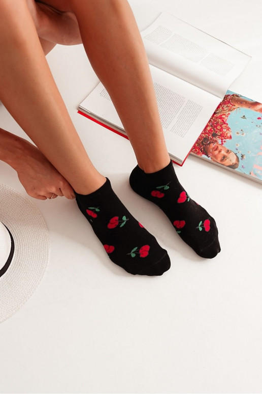 Women's Ankle Socks Cherry Black