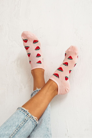 Women's Ankle Socks Light Pink Watermelons