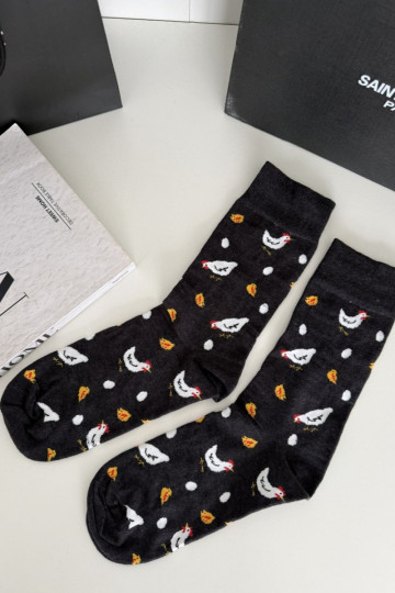 Men's Socks Chickens and Chicks Graphite