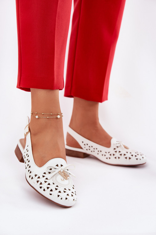 Perforated Ballerinas With Open Heel White Navinnia