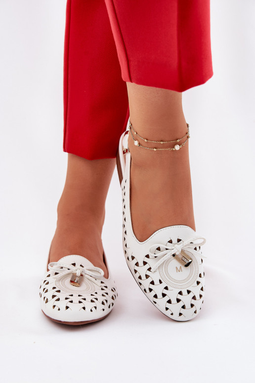 Perforated Ballerinas With Open Heel White Navinnia