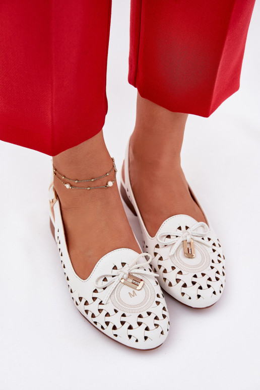 Perforated Ballerinas With Open Heel White Navinnia