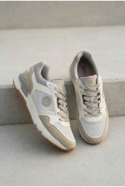 Sneakersy Męskie Na Platformie Big Star TT174032 Biało-Niebieskie