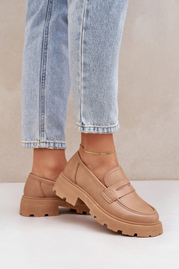 Ladies Moccasins Made Of Eco Leather Beige Sendall 2