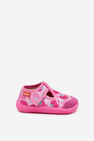 Slippers Milami Children's Elastic With Velcro In Strawberries Pink Ambette 2